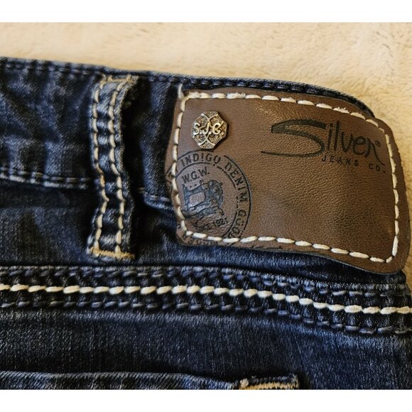 Silver Jeans Co Berkley Womens 31x34 Blue Thick White Stitching Lowrise - Picture 7 of 14